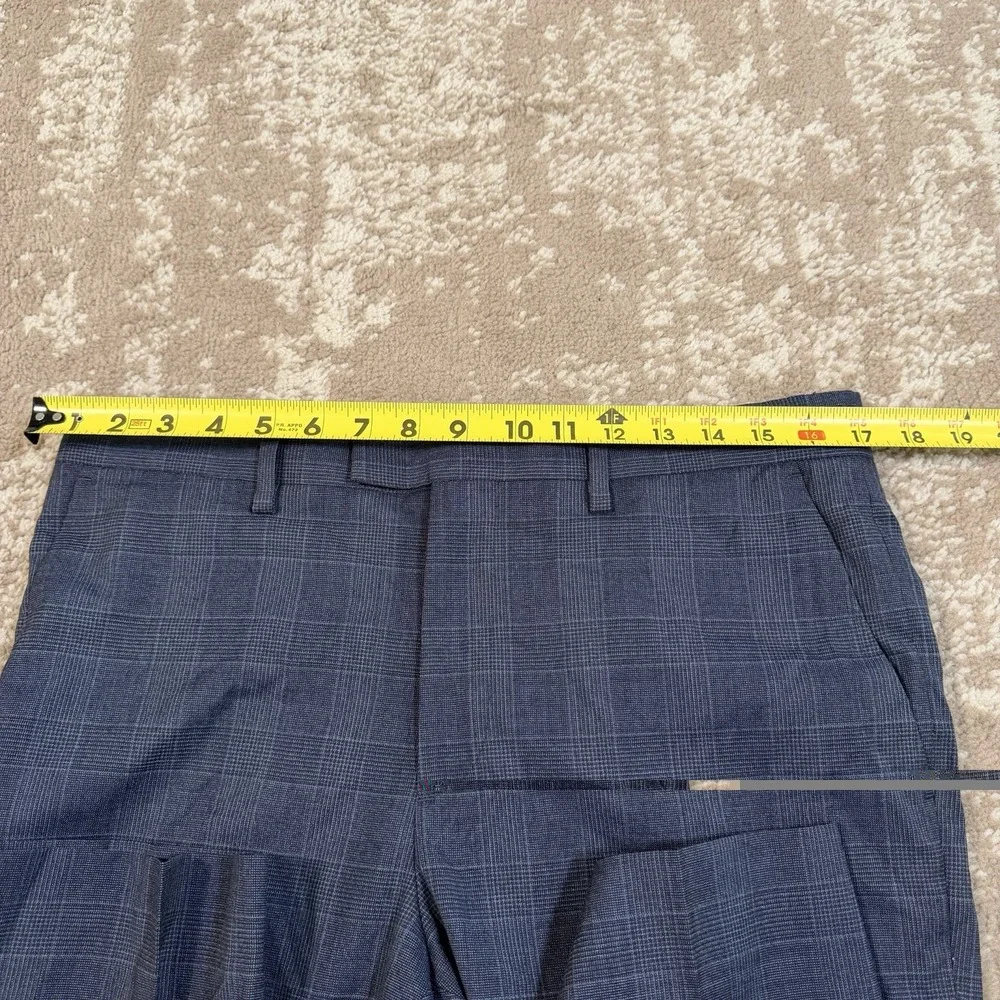 Banana Reublic Pants Mens 32x32 Blue Slim Fit Marzotto Wool Glen Plaid Check